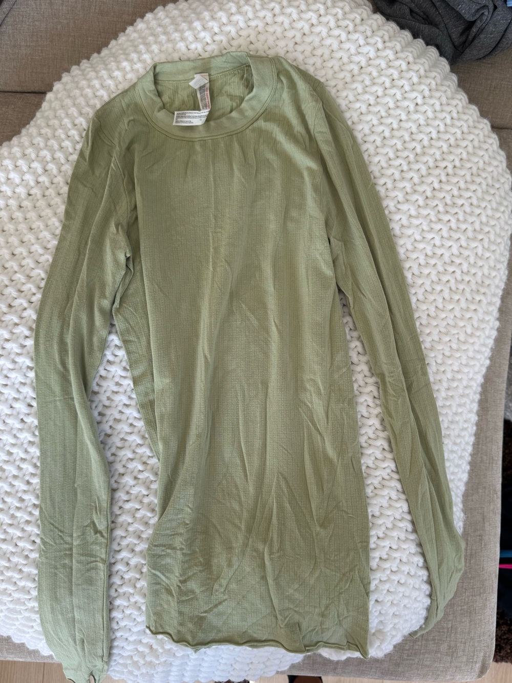 Free people intimate Ribbed Long-Sleeve Top in Sage Green Size XS
